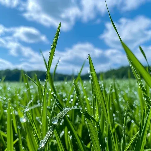 Grass with dew on it